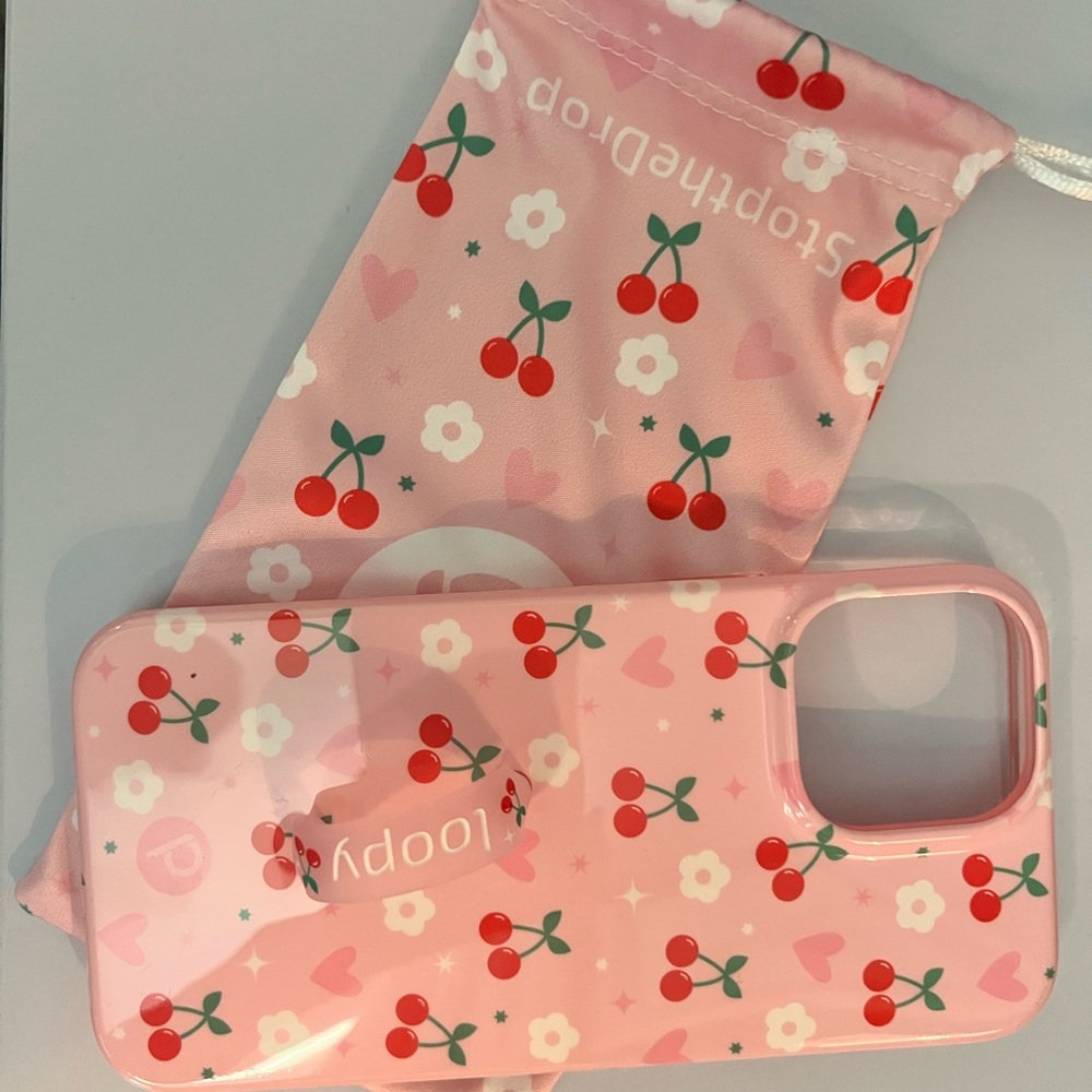 EVERYTHINGGOOD3 - 13 Pro Max Pink Cherry Phone Case with Stand